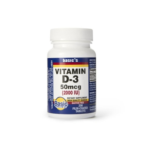 [OTC190] Basic's Vitamin D3 2,000 IU Tablets 