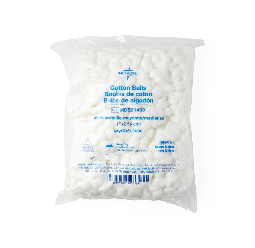 Medline NonSterile Cotton Balls, 1"