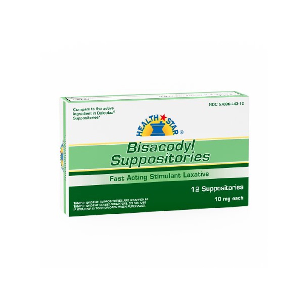 Health Star Bisacodyl Laxative Suppository, 10mg
