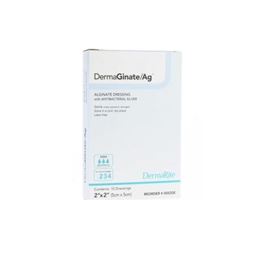 [00520E] Dermarite DermaGinate Ag Alginate Wound Dressing with Antibacterial Silver 2”x2"