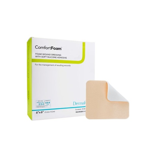 [00318E] DermaRite ComfortFoam Bordered  Silicone Foam, 6"x6"