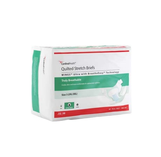 [21-77093] Cardinal Health Wings Plus Quilted Stretch Adult Briefs, XXL