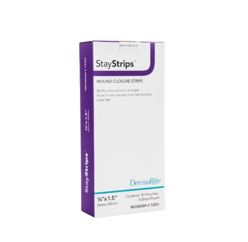 [72251] Dermarite StayStrips Skin Closure Strip, 0.25"x1.5"