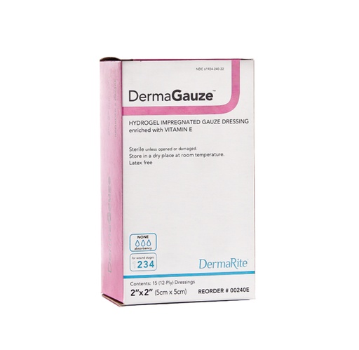 [00240E] Dermarite DermaGauze Hydrogel Impregnated Gauze 2”x2" 