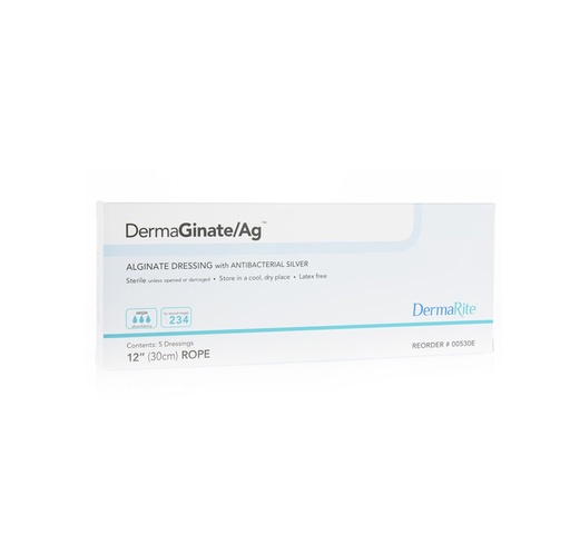 [00530E] Dermarite DermaGinate Ag Silver Alginate Rope, 12"