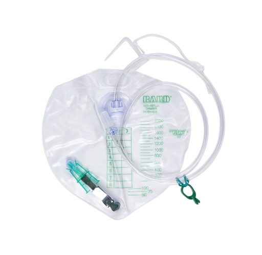 [154002] Bard Urinary Drain Bag, Anti-Reflux Valve 2,000mL 