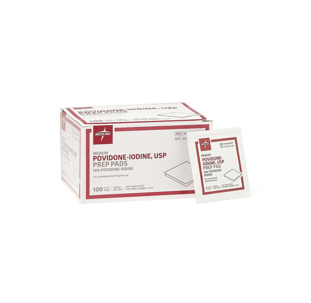 Medline Povidone Iodine Prep Pads, Size M