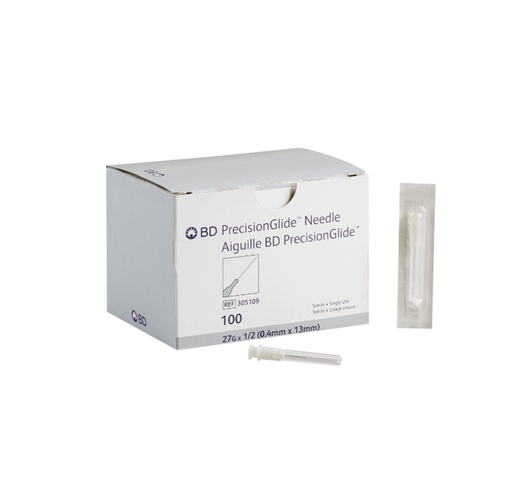 [305109] BD PrecisionGlide Hypodermic Needle Without Safety, 27G x 1/2"