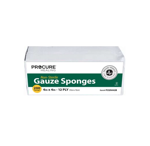 [PCGN448B] Procure Non-Sterile Cotton Woven Gauze Sponges, 4"x4"
