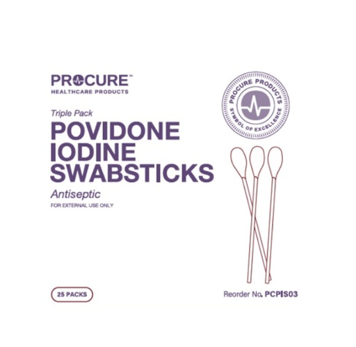 [PCPIS03] ProCure Povidone-Iodine Swabsticks 3/Pk