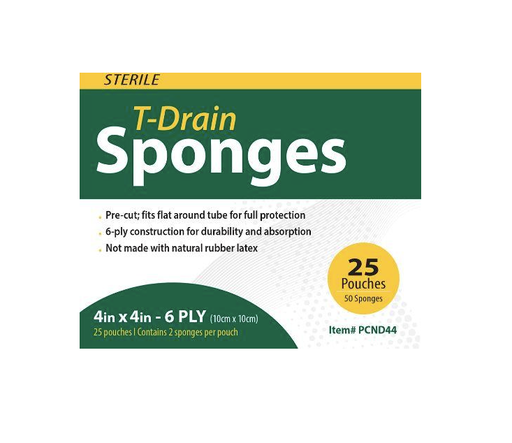 [PCND44] ProCure Sterile 6 Ply Gauze Drain Sponge, 4"x4"