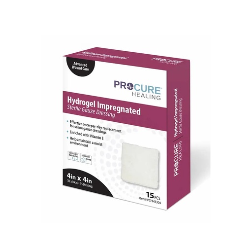 [PCHH3304] ProCure Hydrogel Impregnated Gauze 4”x4" 
