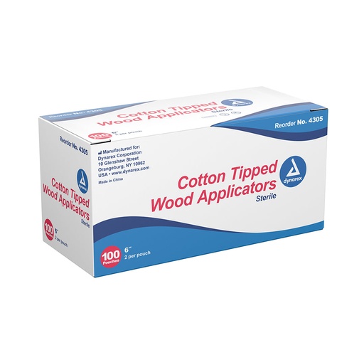 [4305] Dynarex Cotton Tipped Wood Applicators